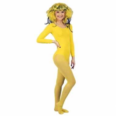 Carnavalskleding  Bodystocking geel dames goedkoop