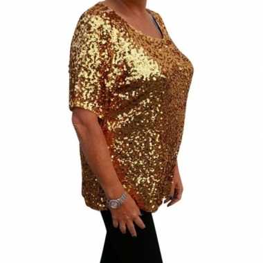 Carnavalskleding grote maten gouden glitter pailletten disco shirt da