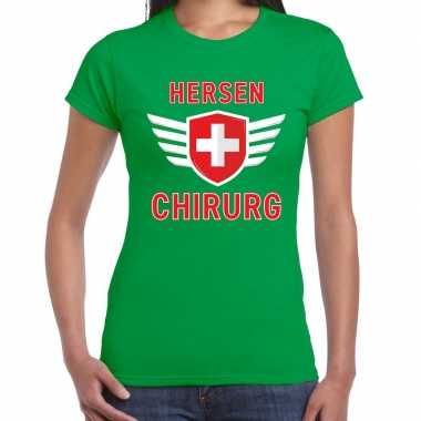 Carnavalskleding hersen chirurg verkleed t shirt groen dames goedkoop