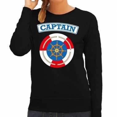 Carnavalskleding kapitein/captain verkleed sweater zwart dames goedko