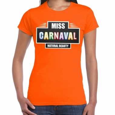 Carnavalskleding miss carnaval verkleed t shirt oranje dames goedkoop