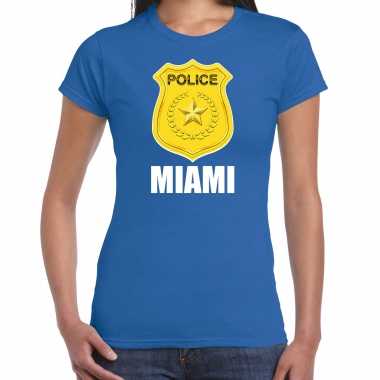Carnavalskleding police / politie embleem miami verkleed t shirt blauw dames goedkoop