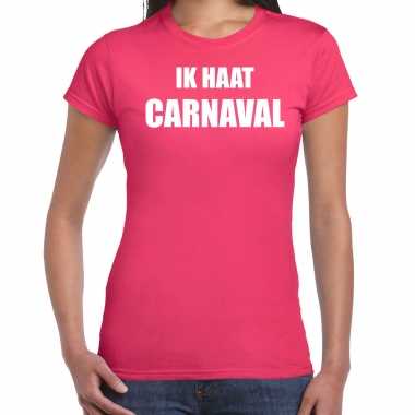 Ik haat carnaval verkleed t shirt / carnavalskleding roze dames goedkoop