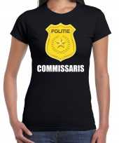 Carnavalskleding commissaris politie embleem carnaval t shirt zwart dames