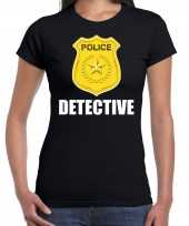 Carnavalskleding detective police politie embleem t shirt zwart dames