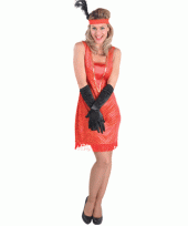 Carnavalskleding franje gangster jurk rood dames