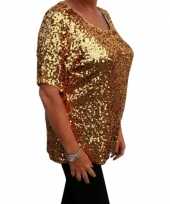 Carnavalskleding grote maten gouden glitter pailletten disco shirt dames xl