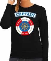 Carnavalskleding kapitein captain verkleed sweater zwart dames