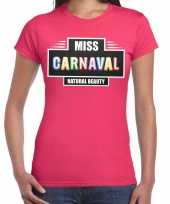 Carnavalskleding miss carnaval verkleed t-shirt fuchsia roze dames