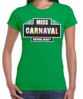 Carnavalskleding miss carnaval verkleed t-shirt groen dames