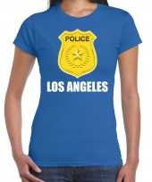 Carnavalskleding police politie embleem los angeles verkleed t shirt blauw dames