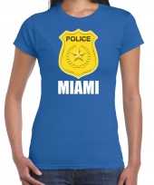 Carnavalskleding police politie embleem miami verkleed t shirt blauw dames