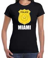 Carnavalskleding police politie embleem miami verkleed t-shirt zwart dames