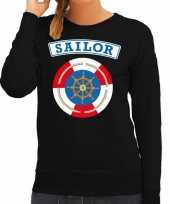 Carnavalskleding zeeman sailor verkleed sweater zwart dames